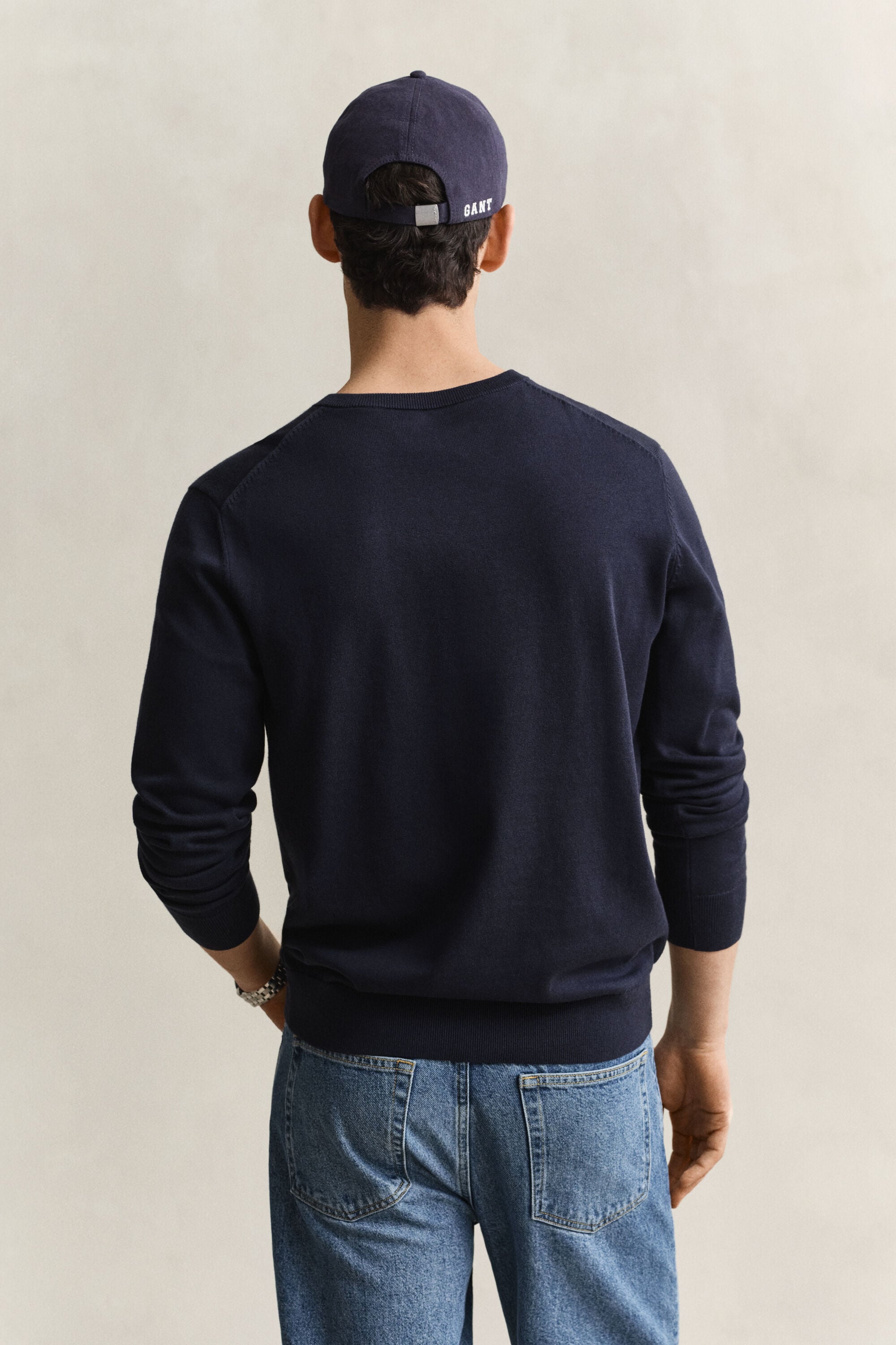 Pullover com decote em V em algodão
