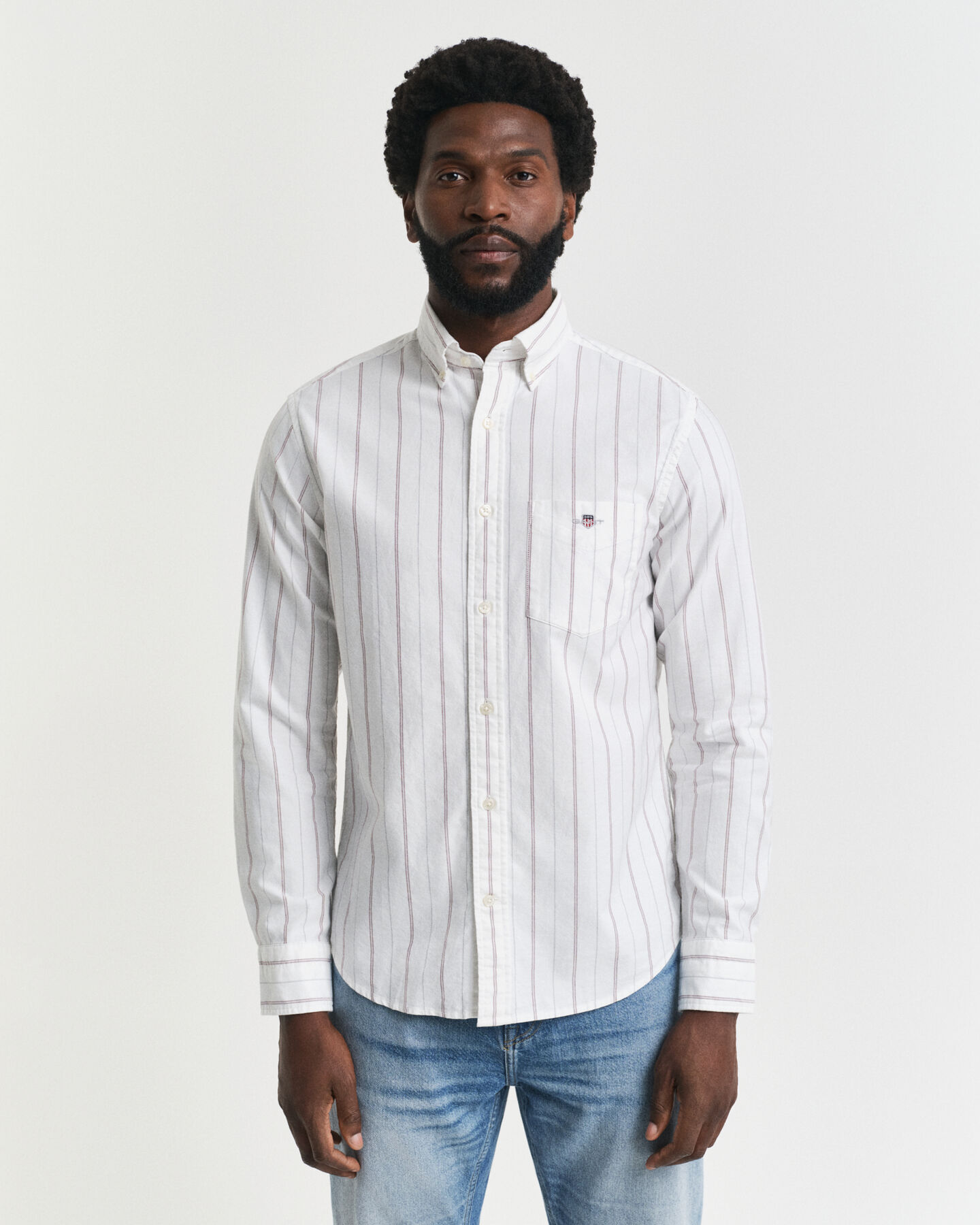 Camisa Oxford clássica às riscas regular fit