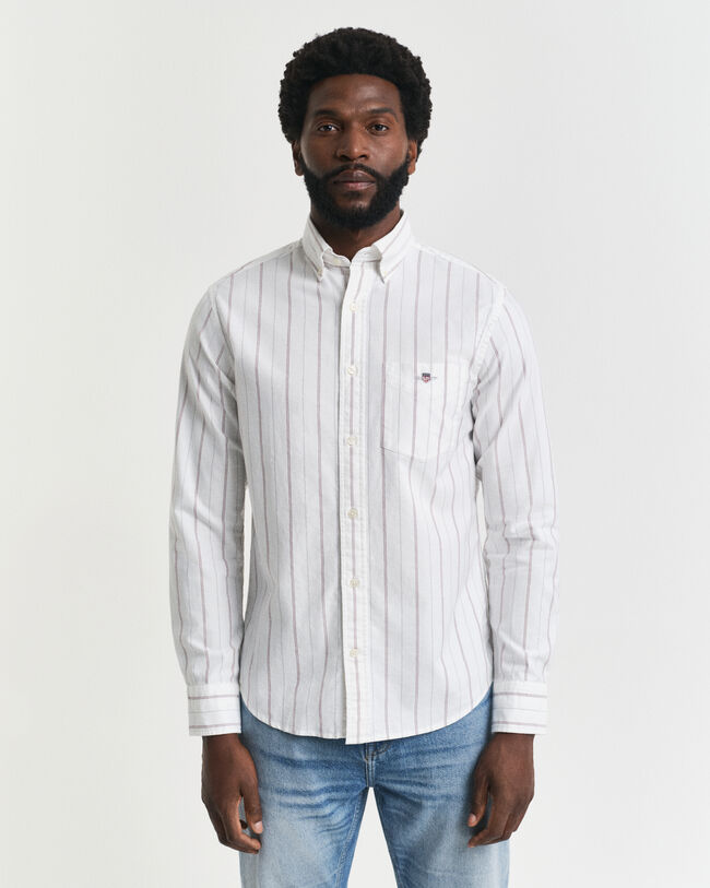 Camisa Oxford clássica às riscas regular fit