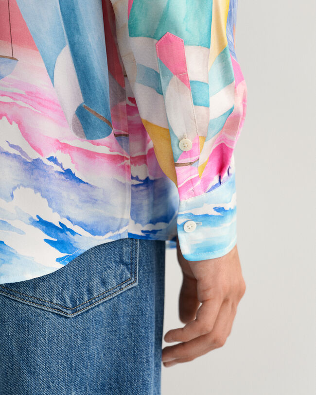 Camisa de seda com estampado Sailing oversized