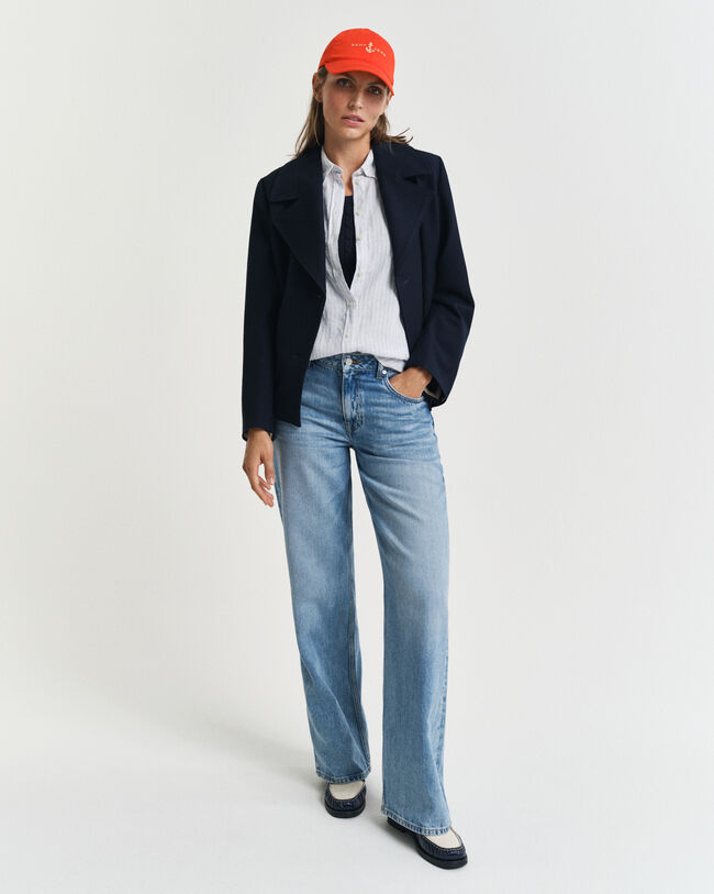 Camisa de linho às riscas regular fit