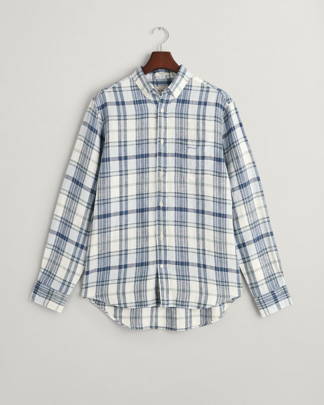 Camisa de linho madras regular fit