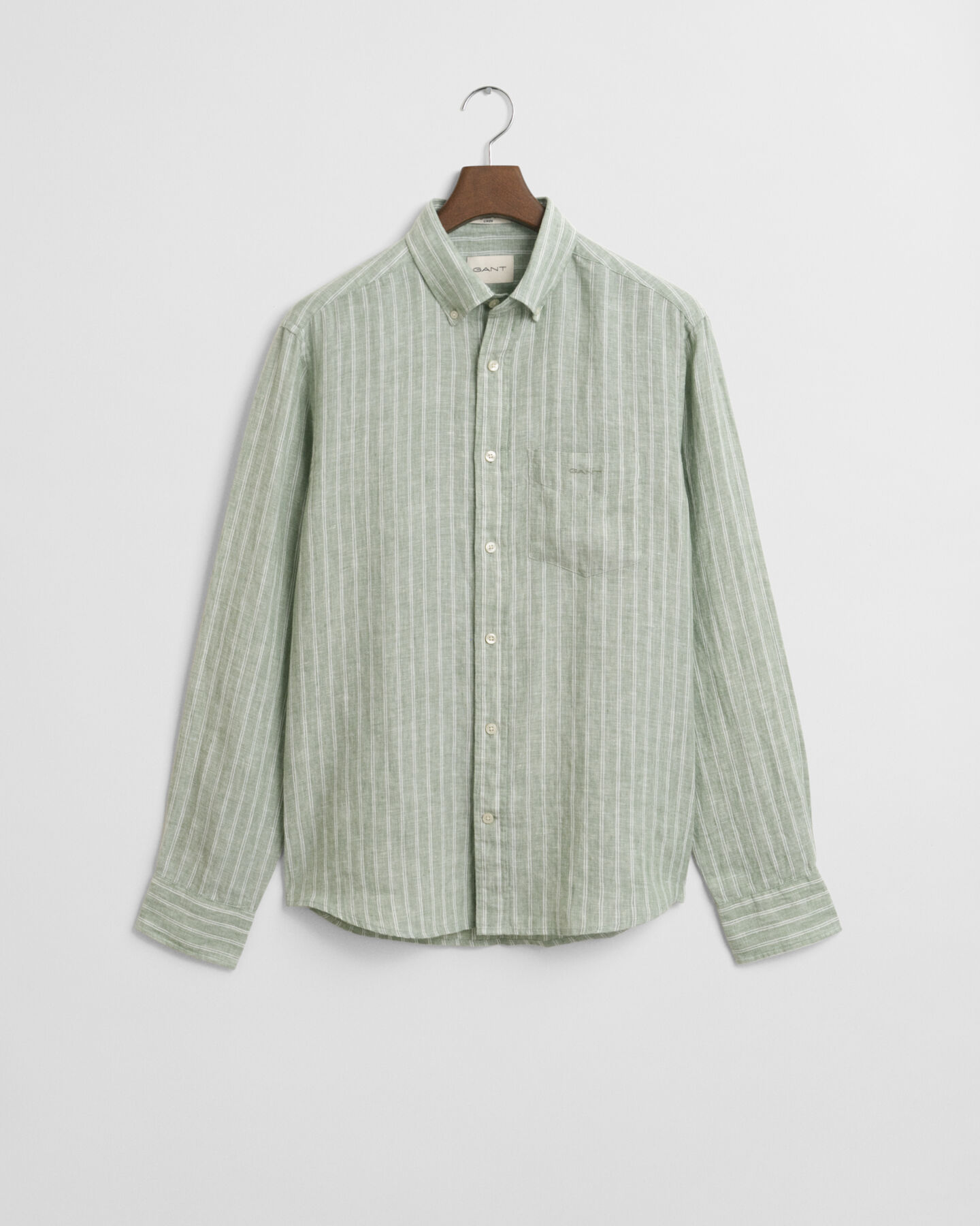 Camisa de linho &agrave;s riscas regular fit