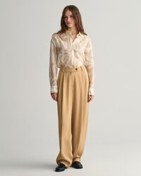 Camisa em seda e algod&atilde;o Palm Print relaxed fit