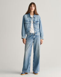 Casaco curto em ganga