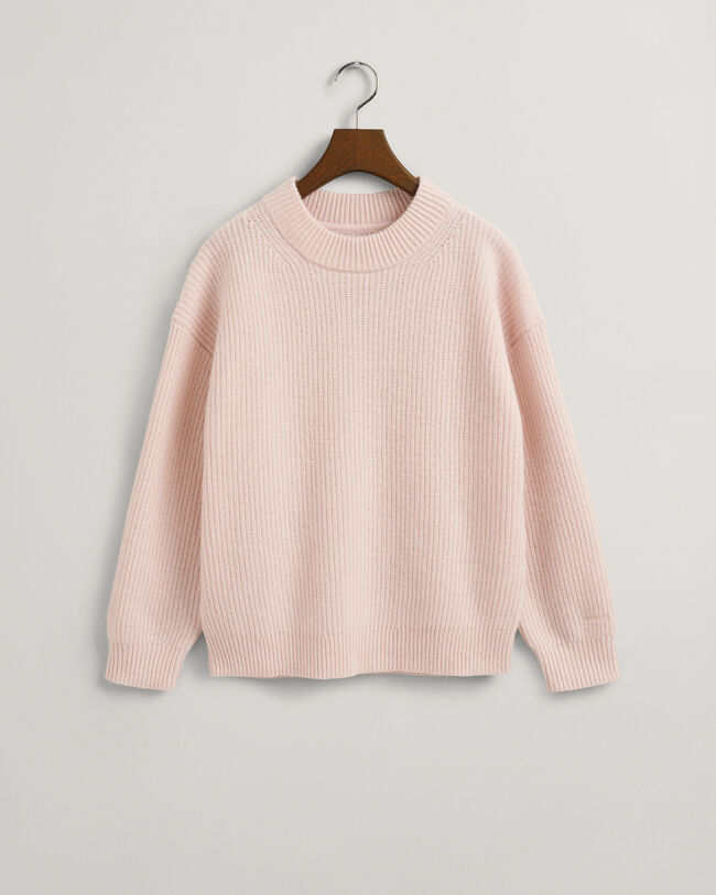 Pulover com decote redondo em l&atilde; canelada