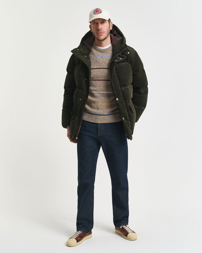 Camisola de malha Nepps com decote redondo em mistura de lã às riscas