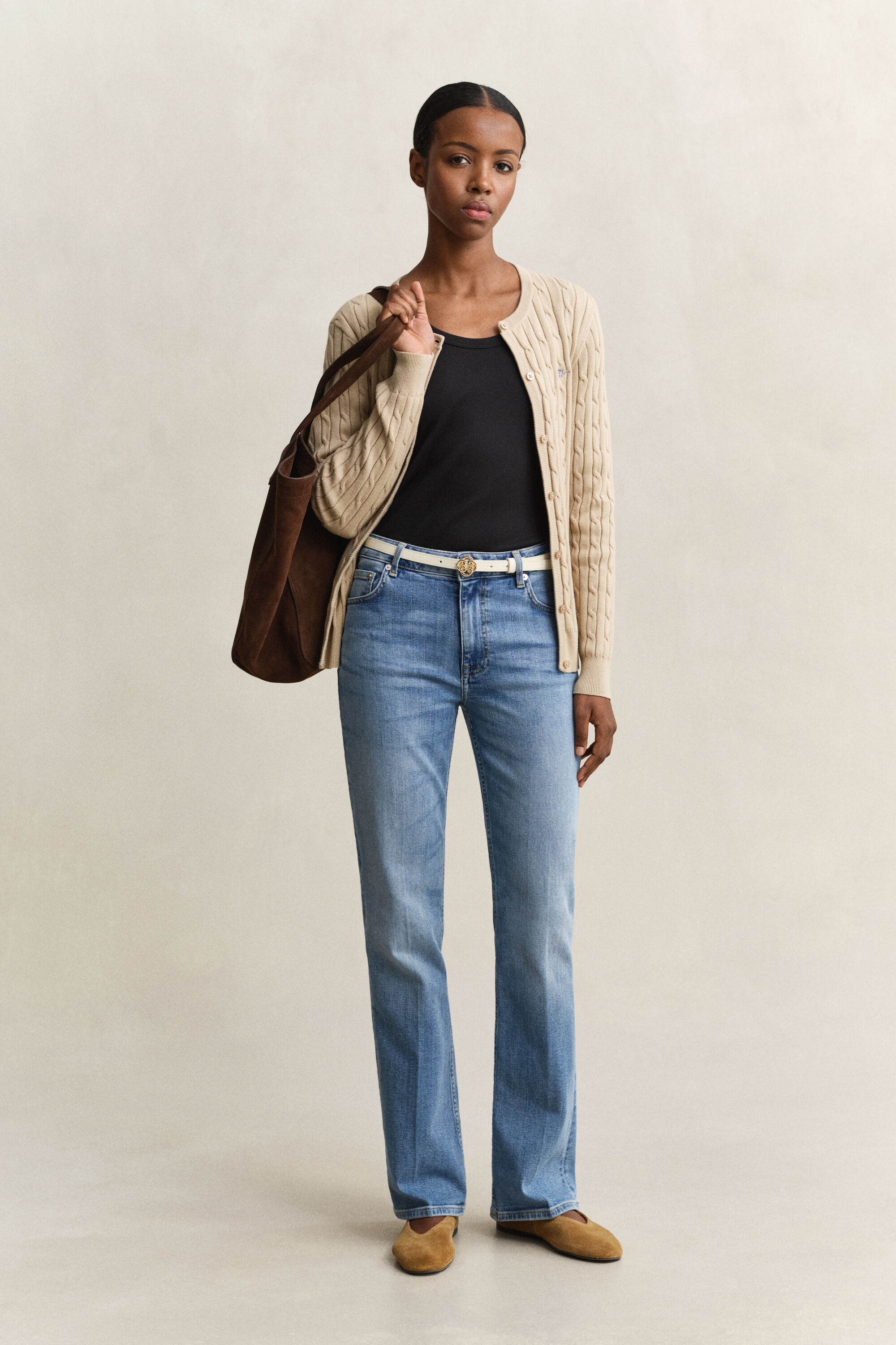 Casaco de malha entrançada