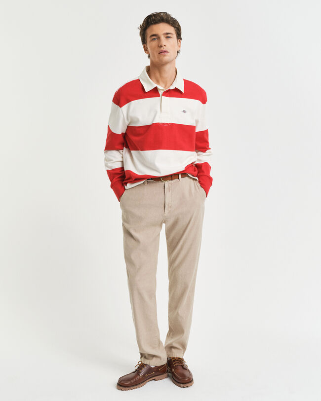 Calças chino em linho e algodão slim fit