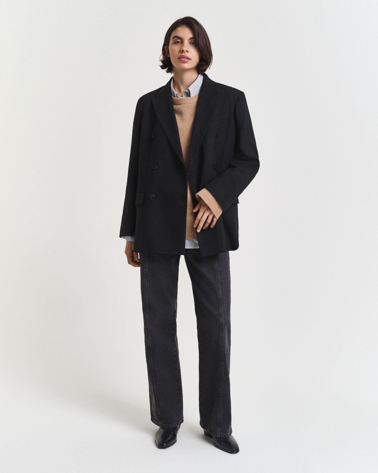 Camisola de malha com decote redondo em caxemira