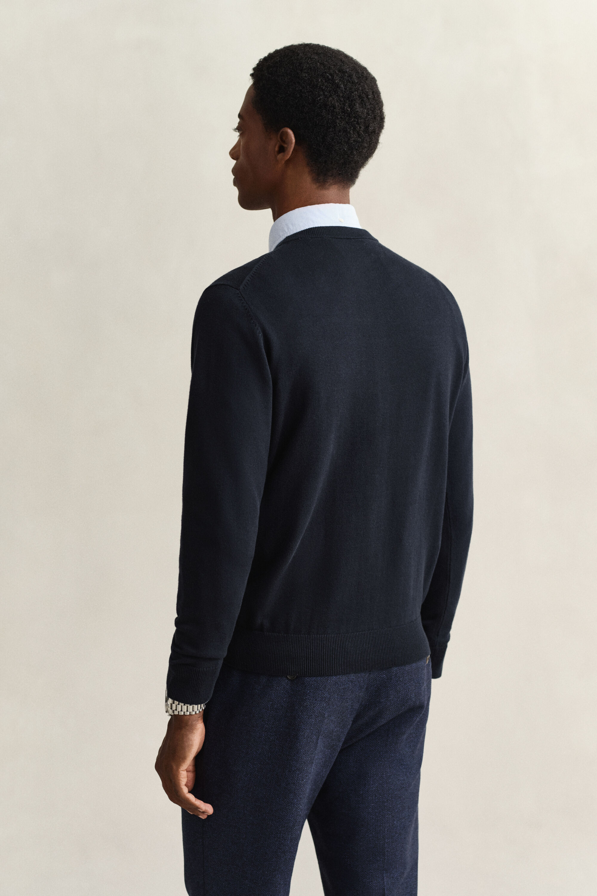 Camisola de malha com decote redondo em algodão