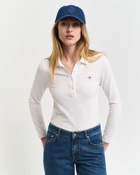 Polo de manga comprida em algodão piqué Shield