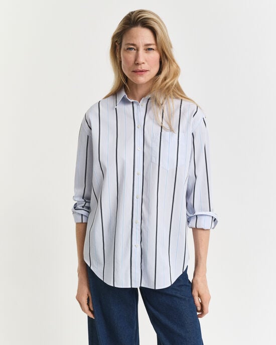 Camisa em popelina às riscas Classic relaxed fit