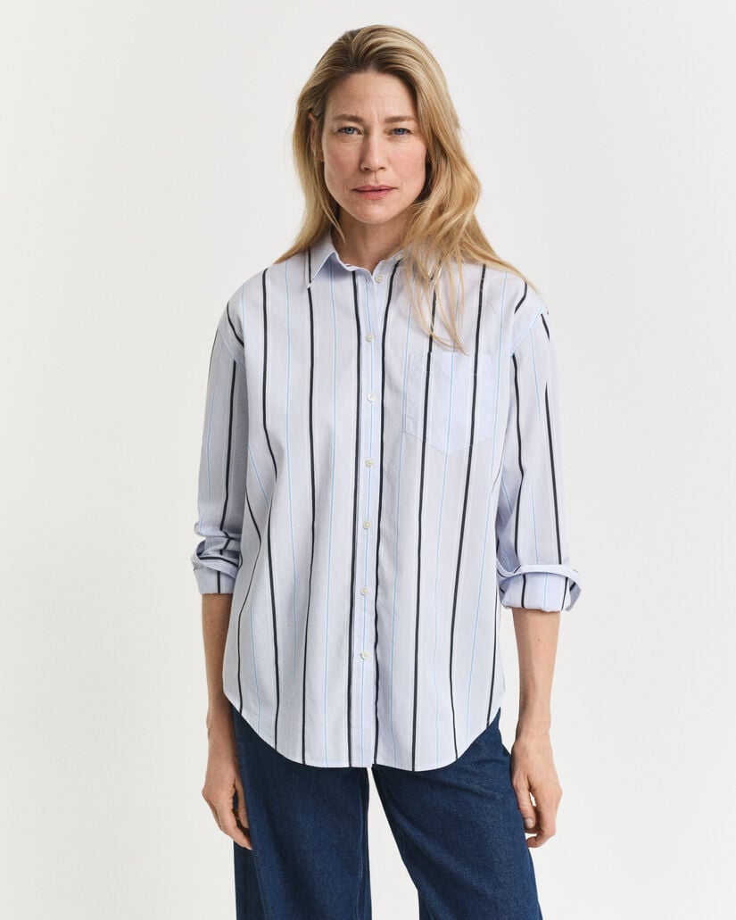 Camisa em popelina às riscas Classic relaxed fit