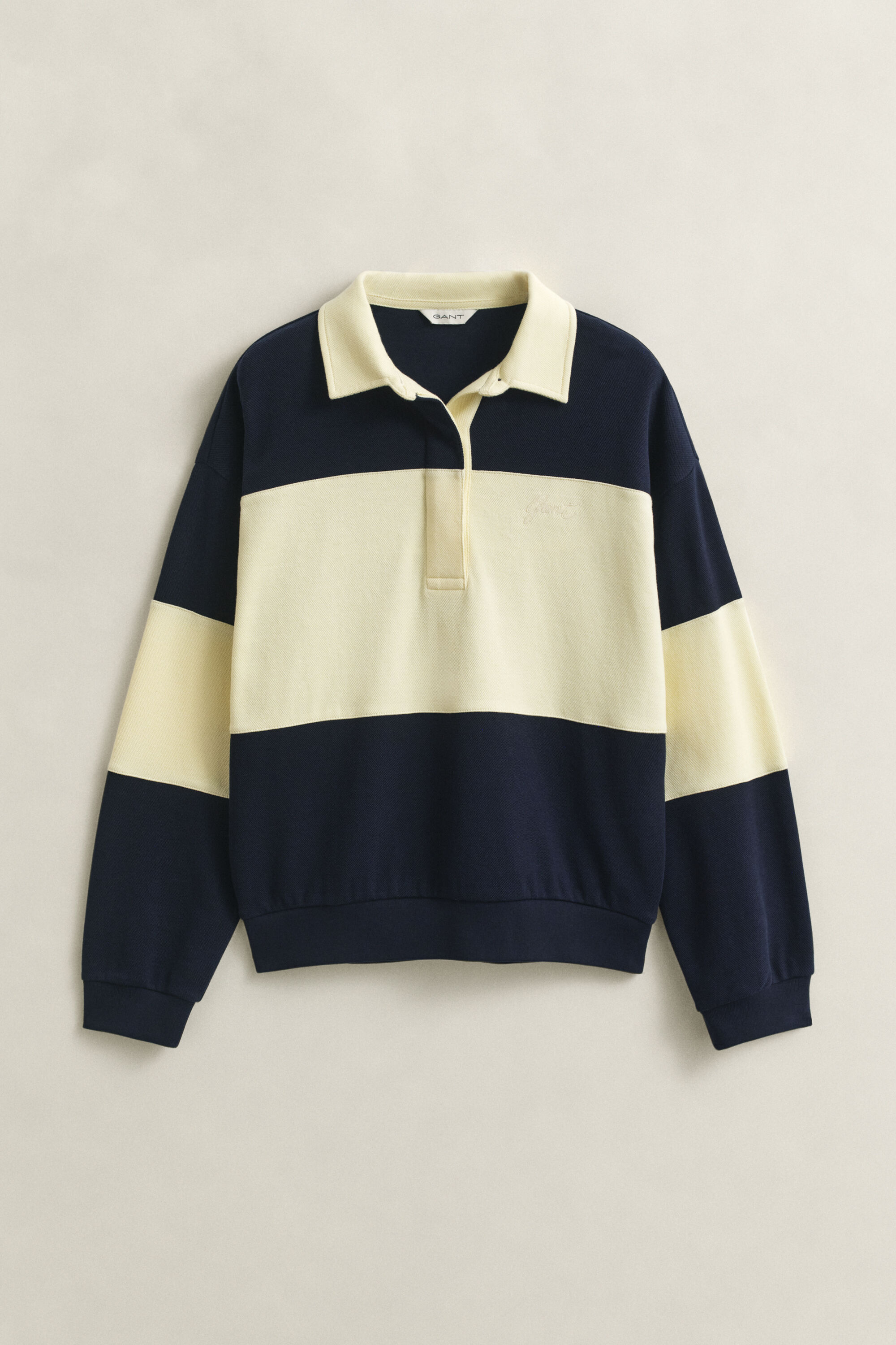 Rugger em algodão piqué com bloco de cor texturizado