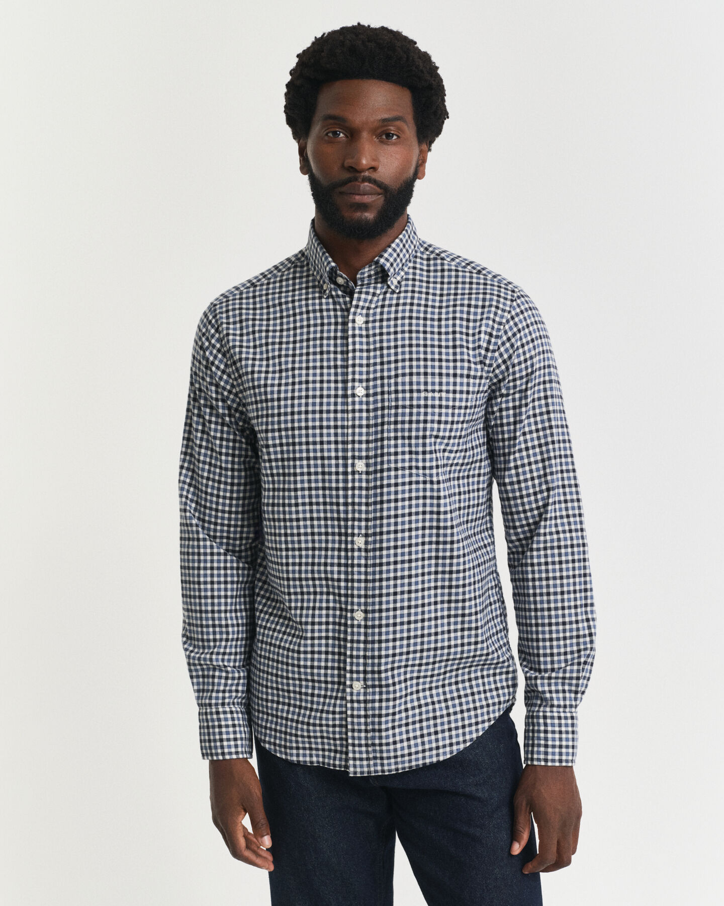 Camisa em sarja gingham regular fit