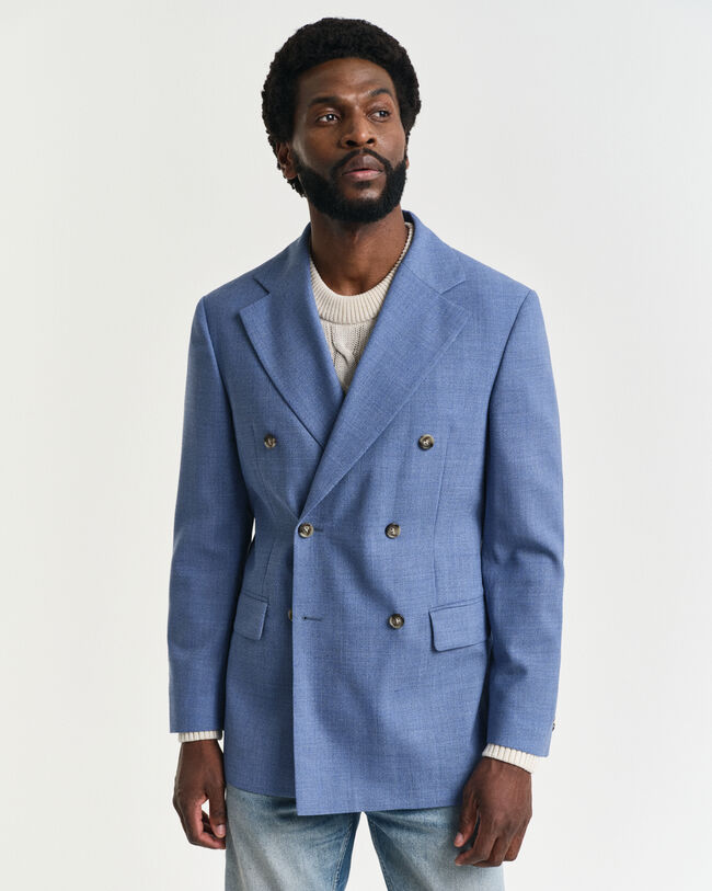 Casaco de fato em lã mouliné regular fit