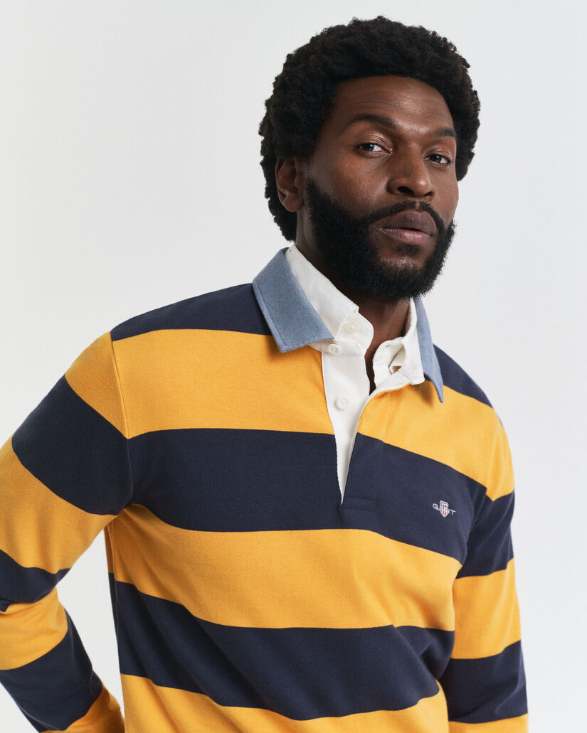 Heavy Rugger às riscas com colarinho em chambray