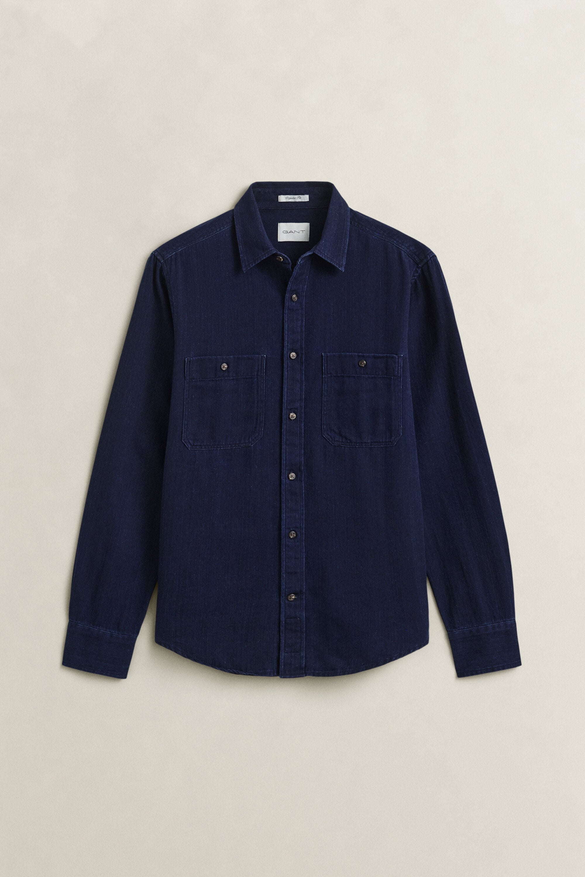 Camisa com padrão espinha de peixe índigo