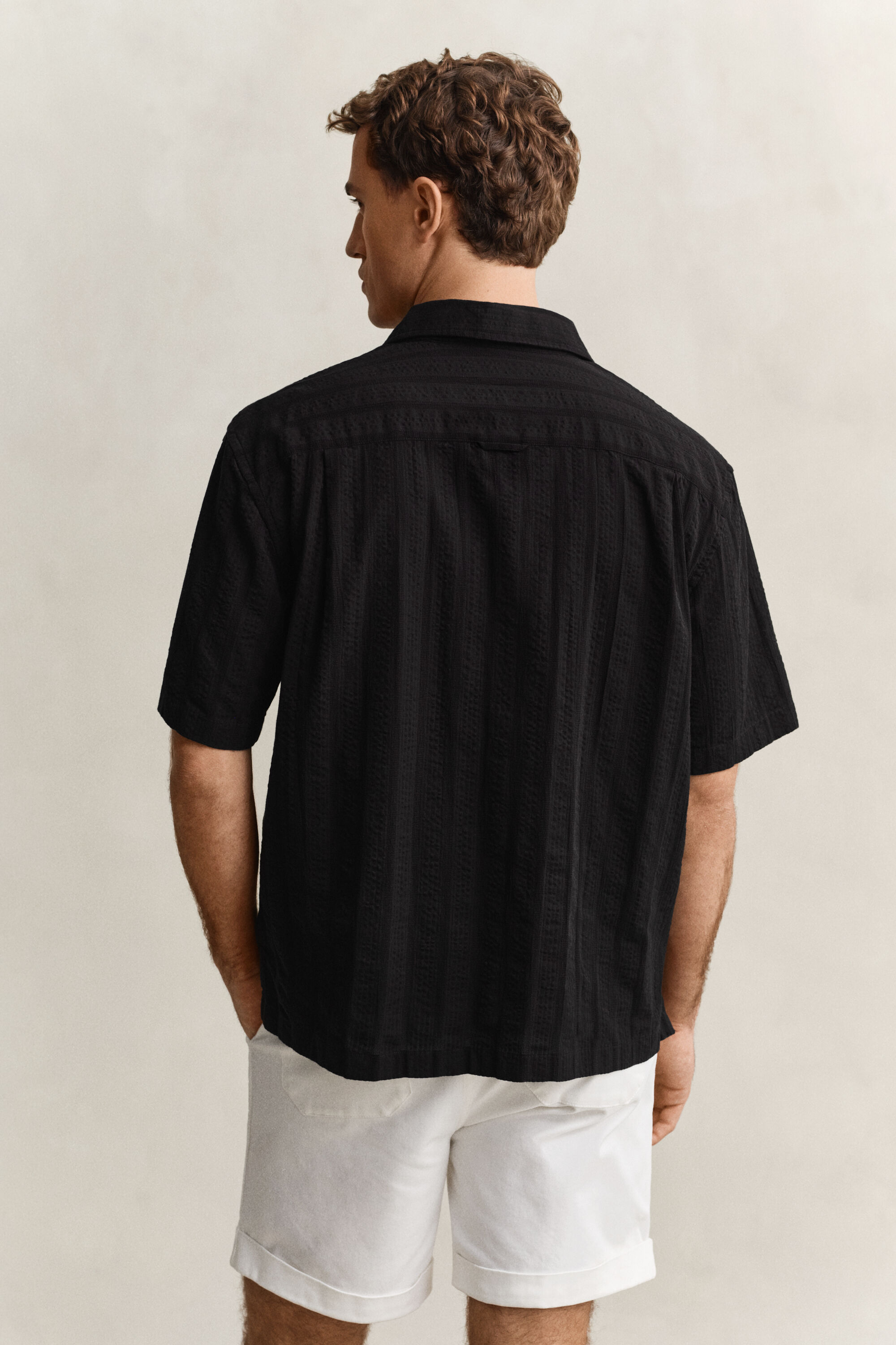 Camisa às riscas Dobby relaxed fit