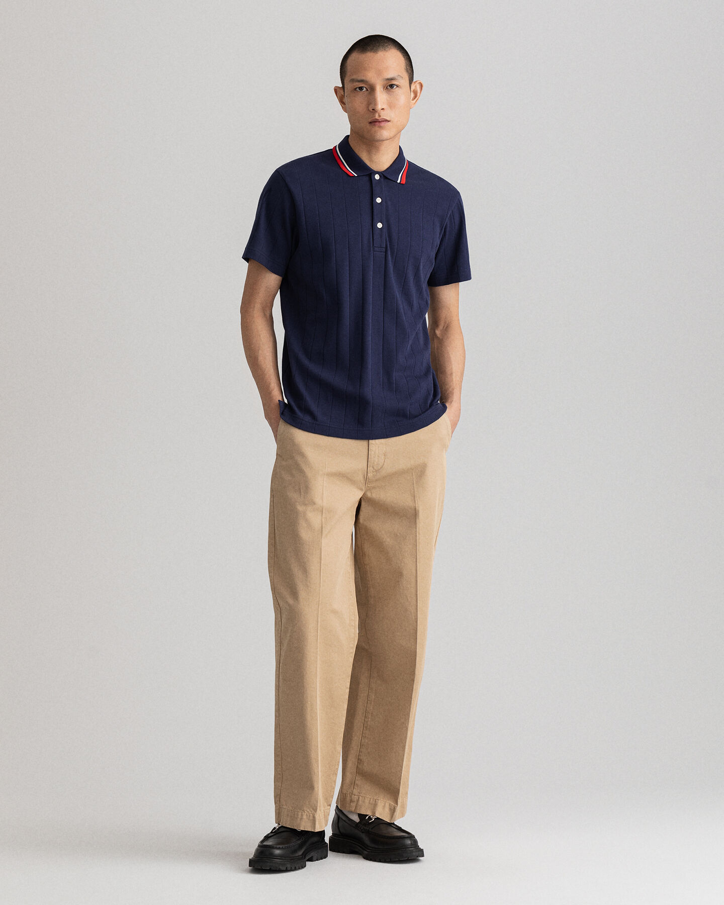 Rugger de manga curta canelado