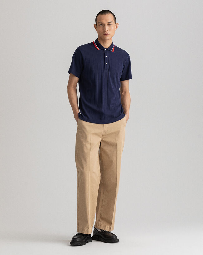 Rugger de manga curta canelado