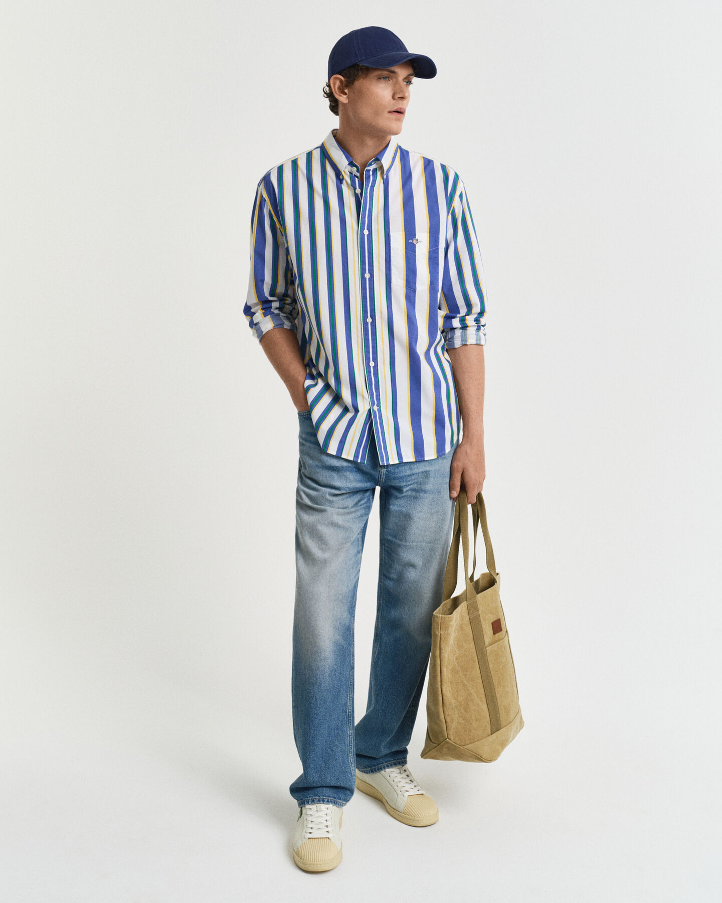 Camisa com estampado às riscas relaxed fit