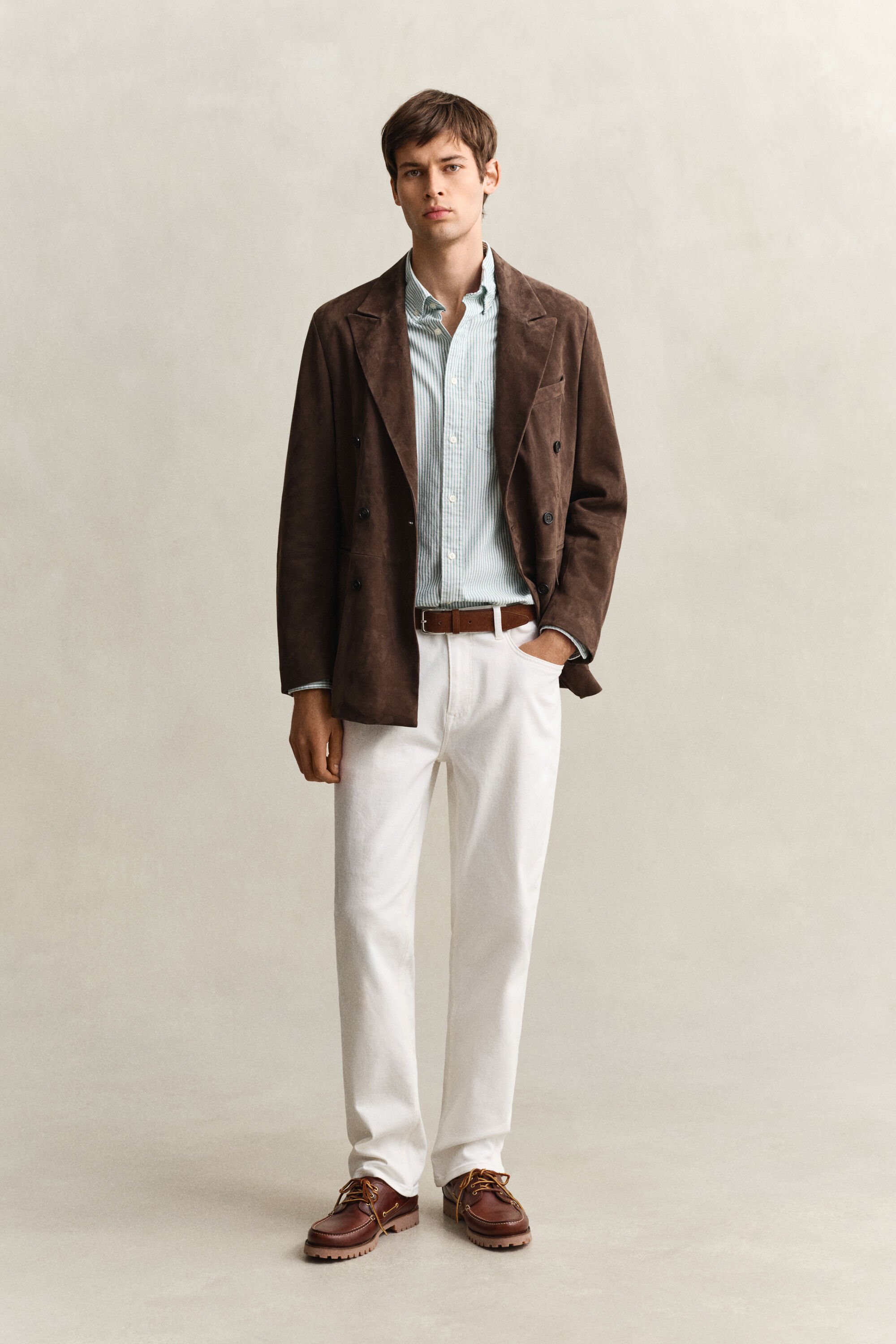 Camisa Oxford às riscas finas Classic