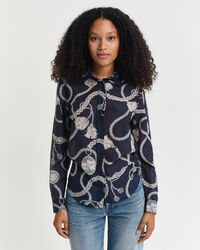 Camisa em seda e algodão Sailing Print regular fit