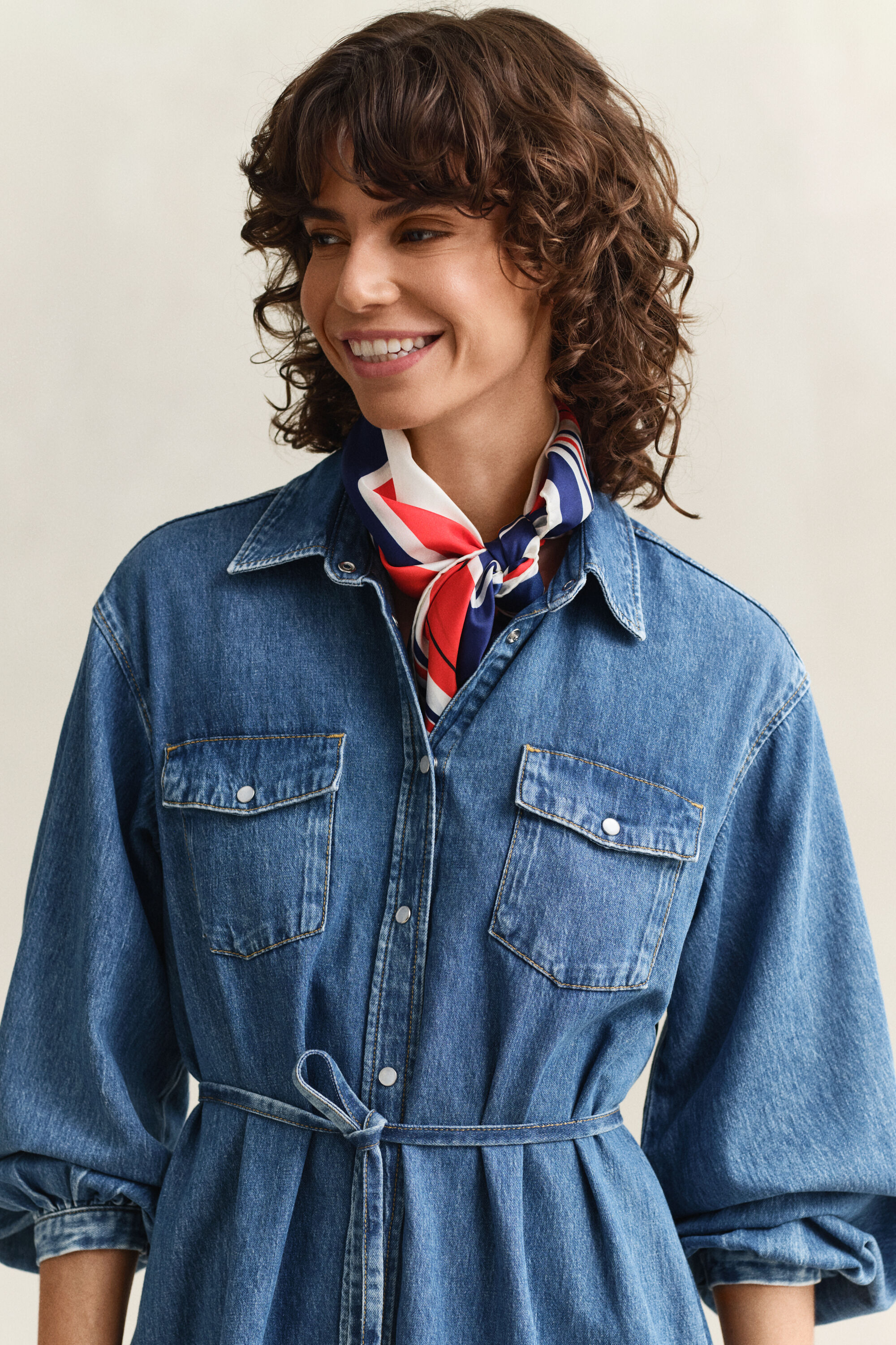 Vestido-camisa de ganga