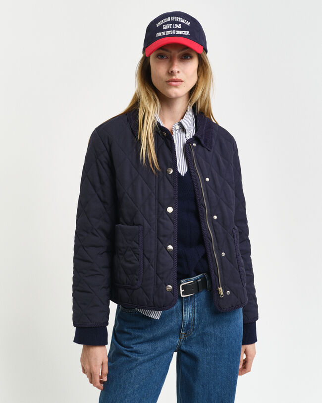 Blusão acolchoado com detalhes em bombazina