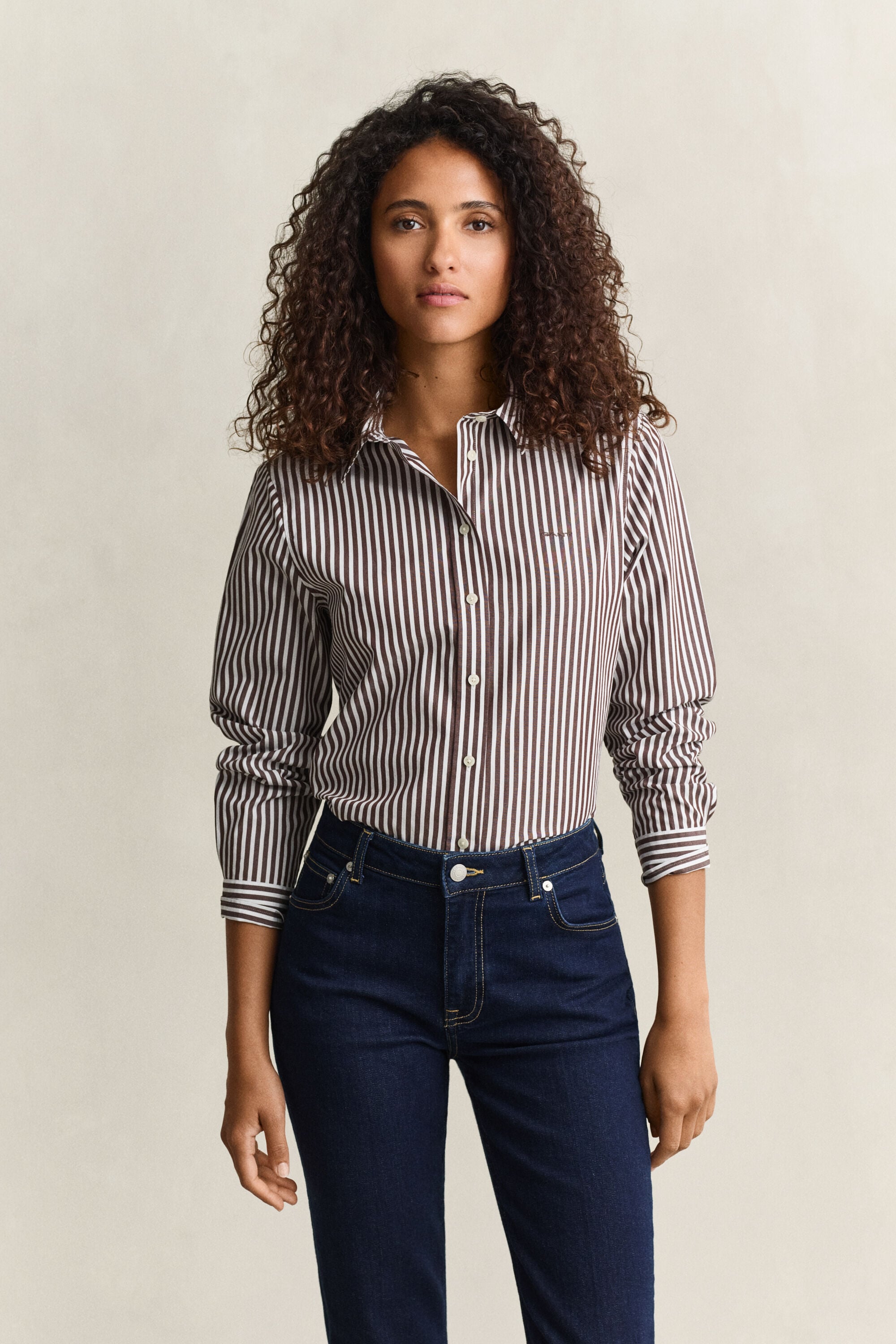 Camisa em popelina às riscas Classic regular fit