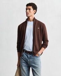 Casaco de malha com fecho de correr Casual Cotton