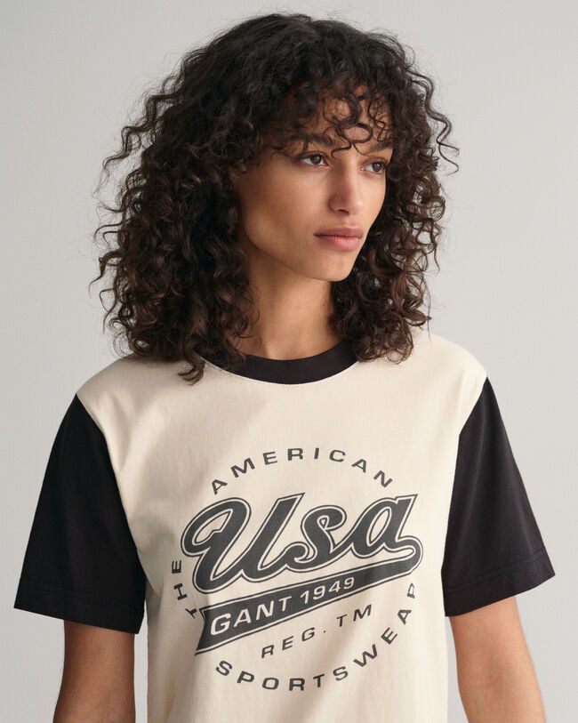 T-shirt com bloco de cor Logo