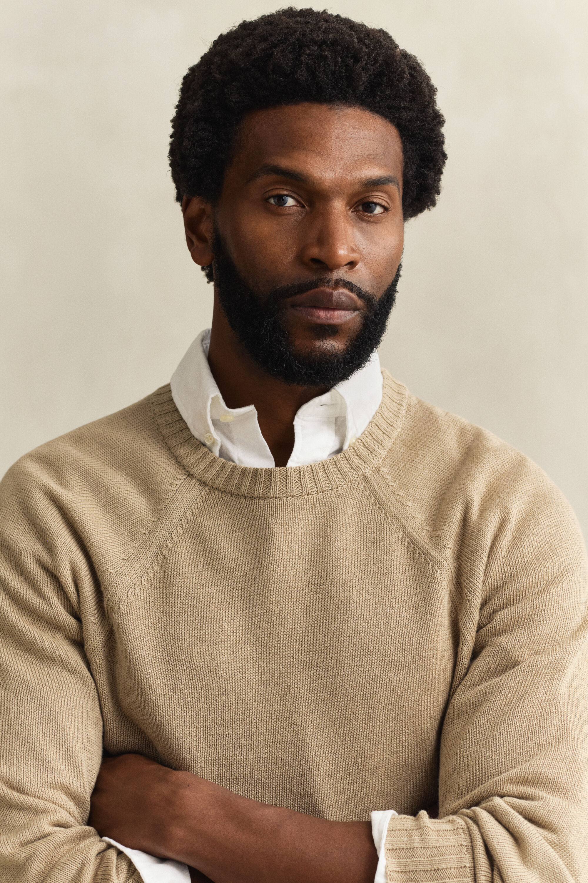 Camisola de malha em mistura de linho