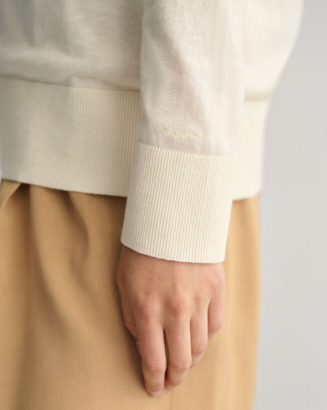 Sweatshirt com decote em V em malha fina