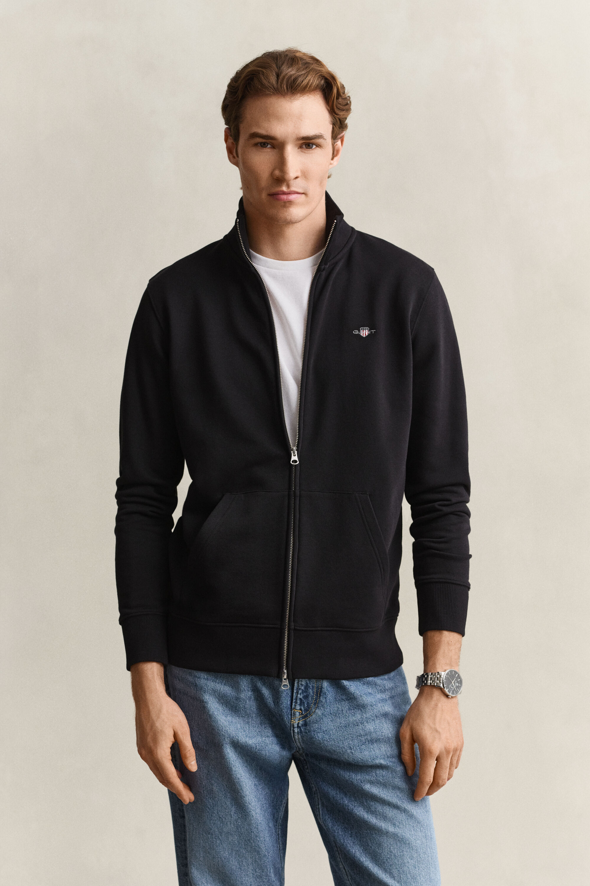 Sweatshirt com capuz e fecho de correr Shield