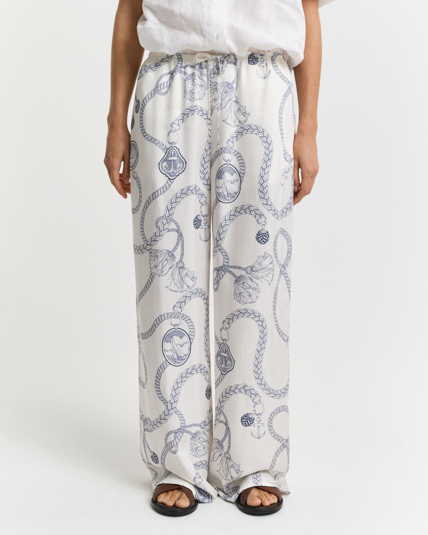 Cal&ccedil;as com cord&atilde;o Sailing Print relaxed fit