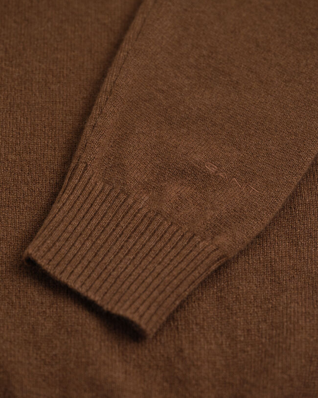 Camisola de malha com meio fecho de correr em caxemira