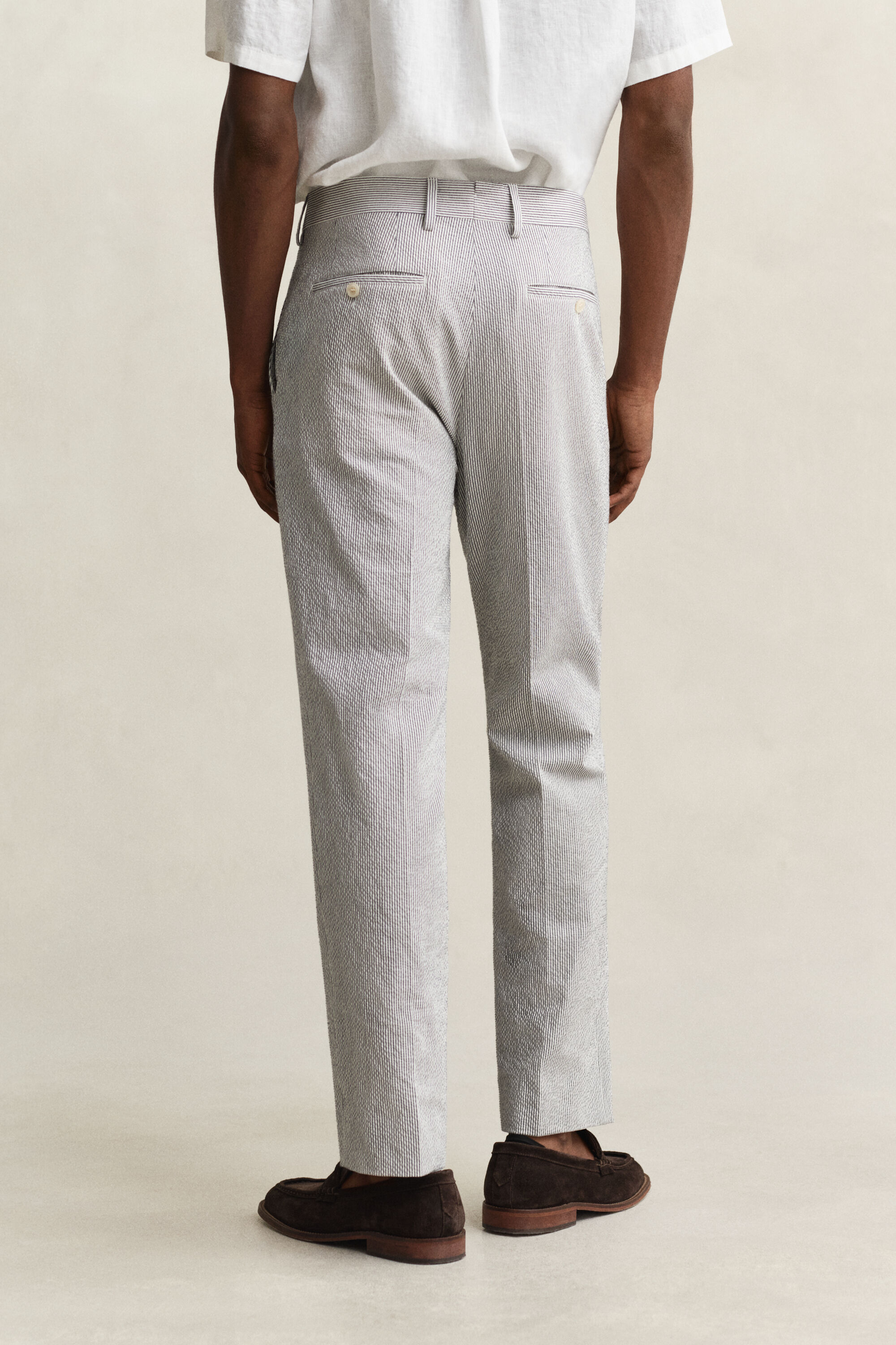 Calças de fato Seersucker