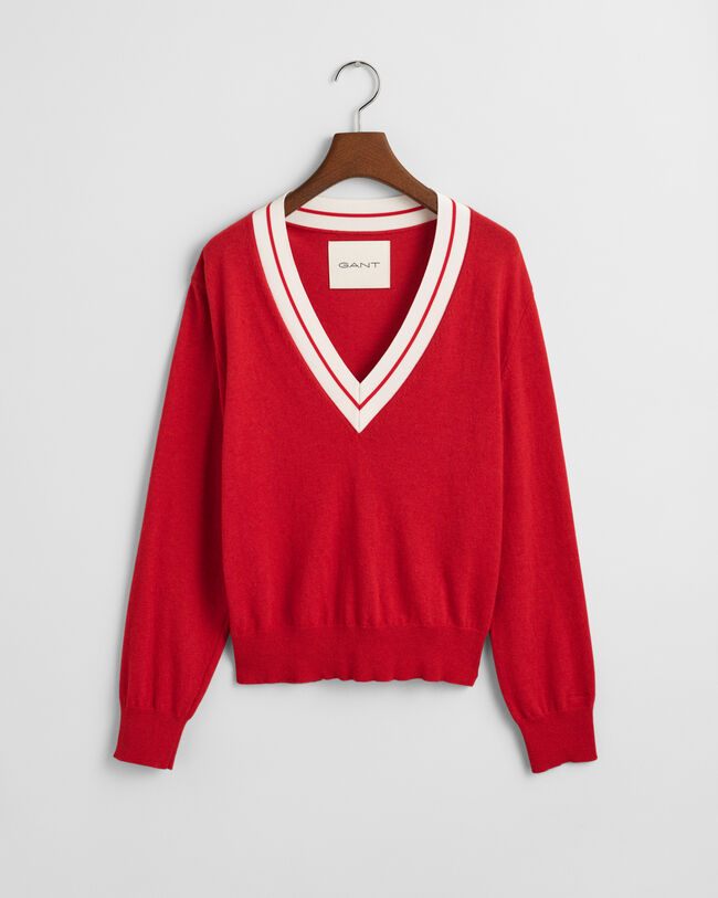 Pullover com decote em V Contrast