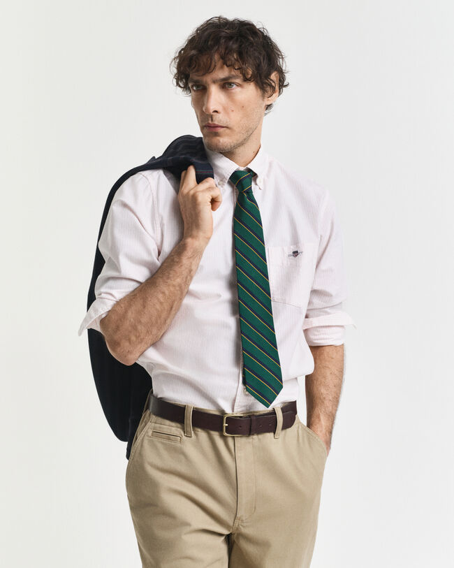 Camisa Oxford clássica com riscas finas regular fit