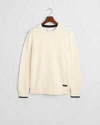 Camisola de malha com decote redondo em algodão canelado