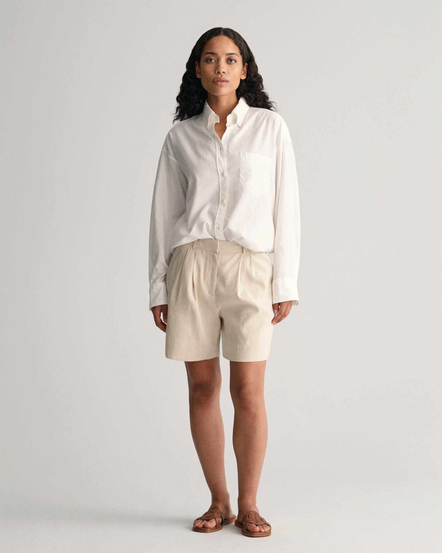 Calções sob medida em linho com elastano