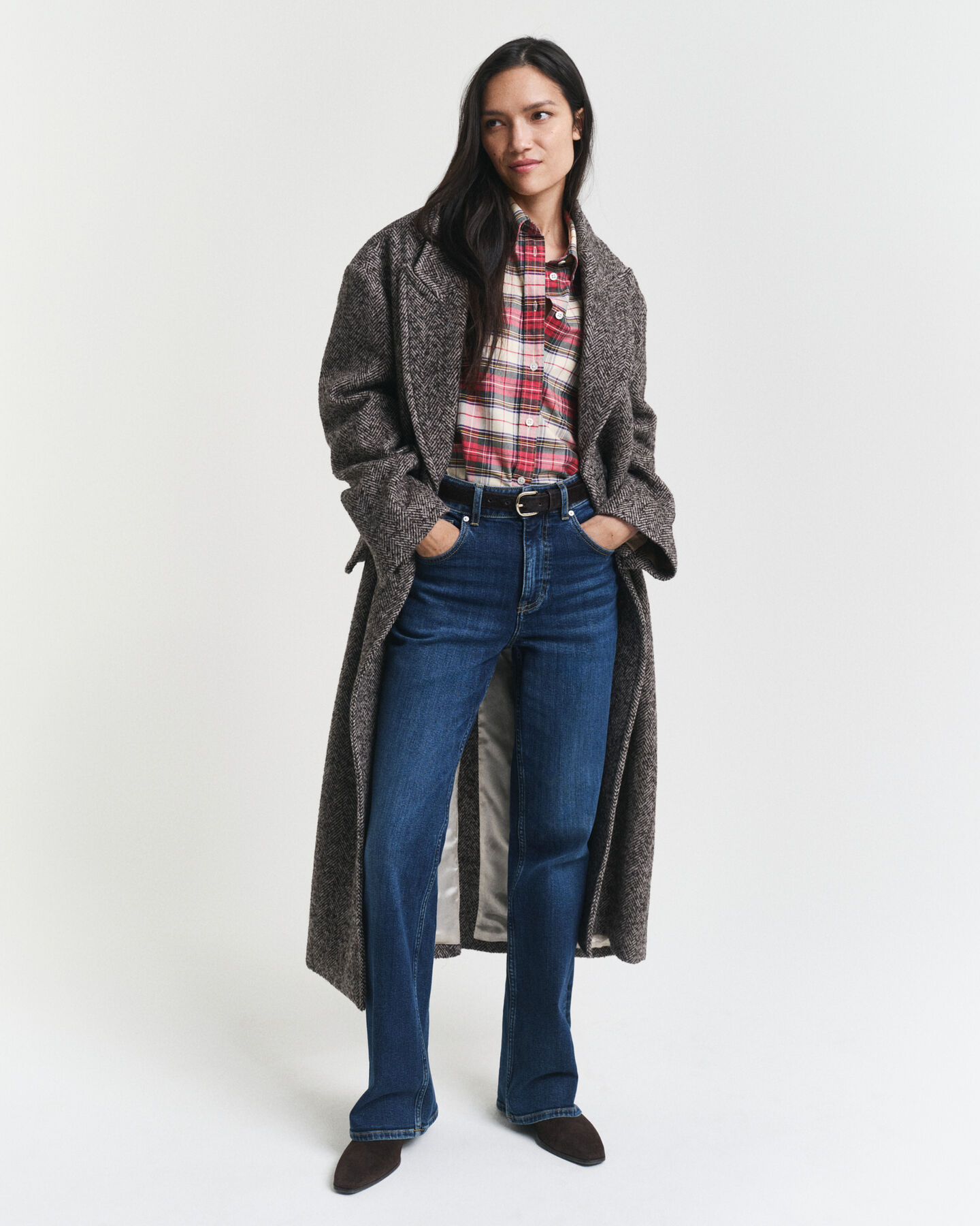 Camisa Oxford clássica com padrão de xadrez oversized