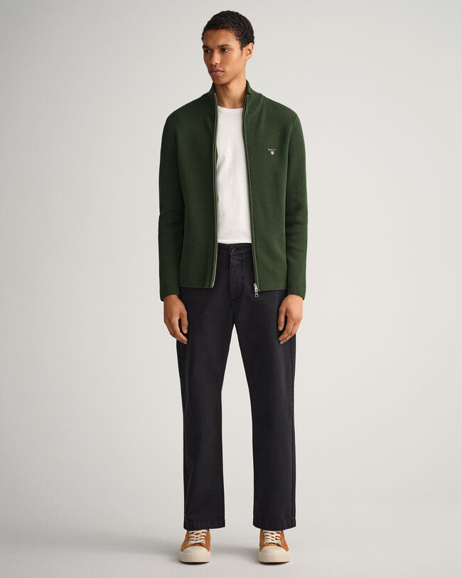 Casaco em malha canelada com fecho Texture