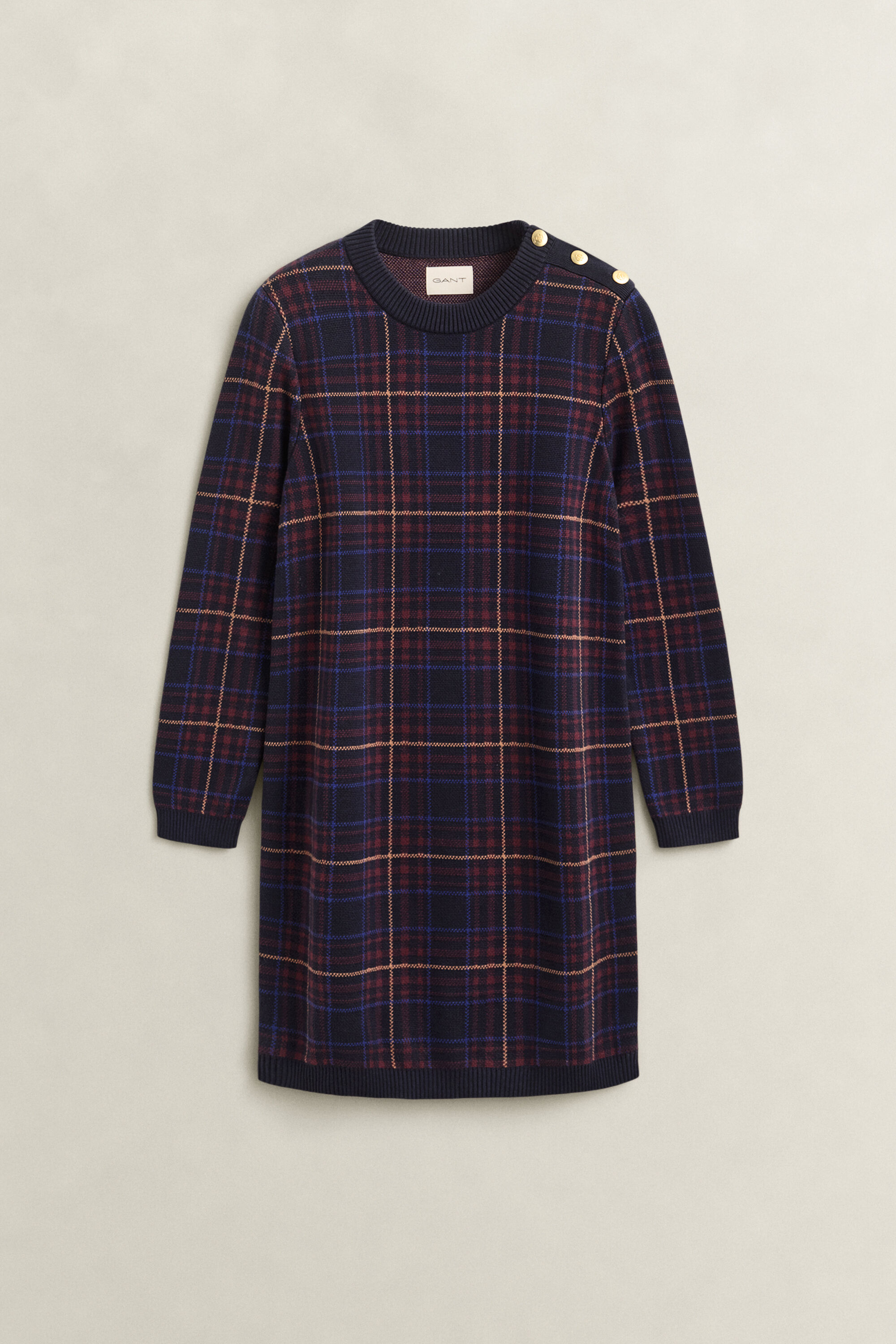 Vestido de malha com padrão de xadrez
