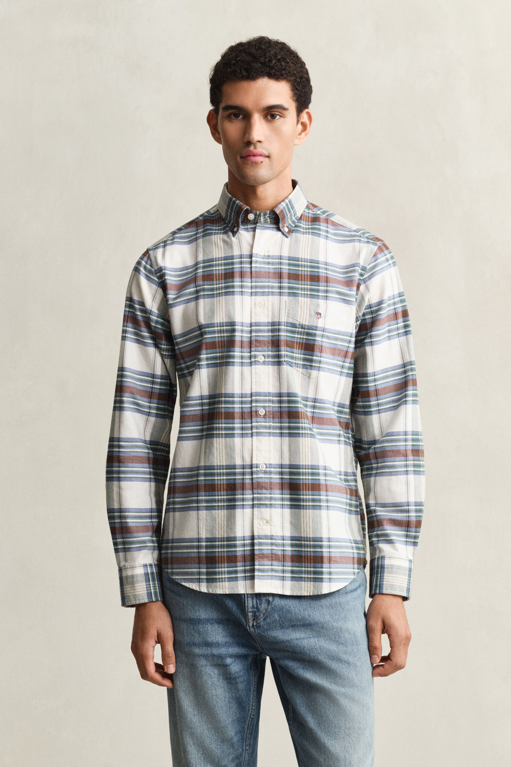 Camisa Oxford com padrão de xadrez Classic Regular Fit