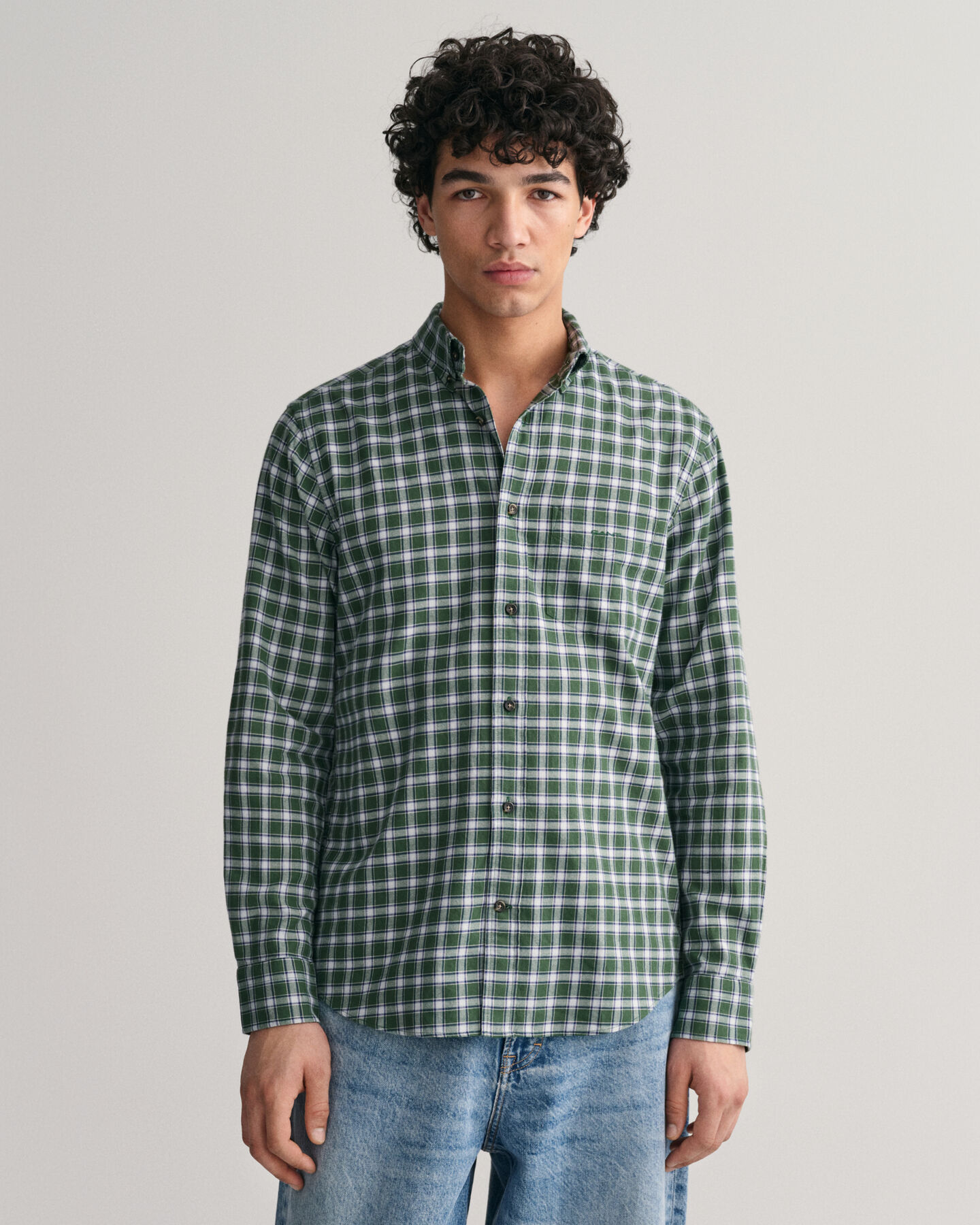 Camisa de flanela com padr&atilde;o micro tartan regular fit