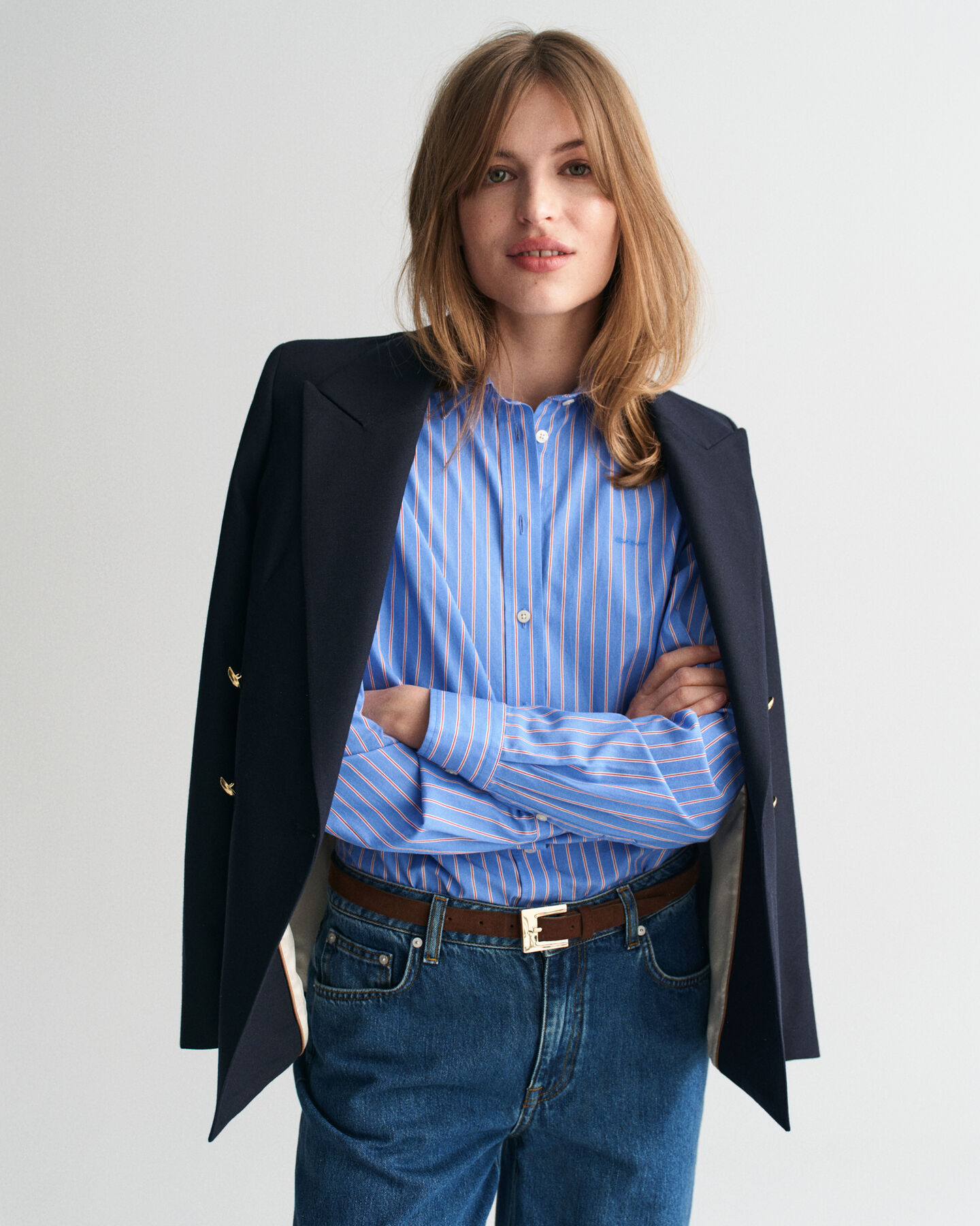 Camisa em popelina às riscas Classic regular fit